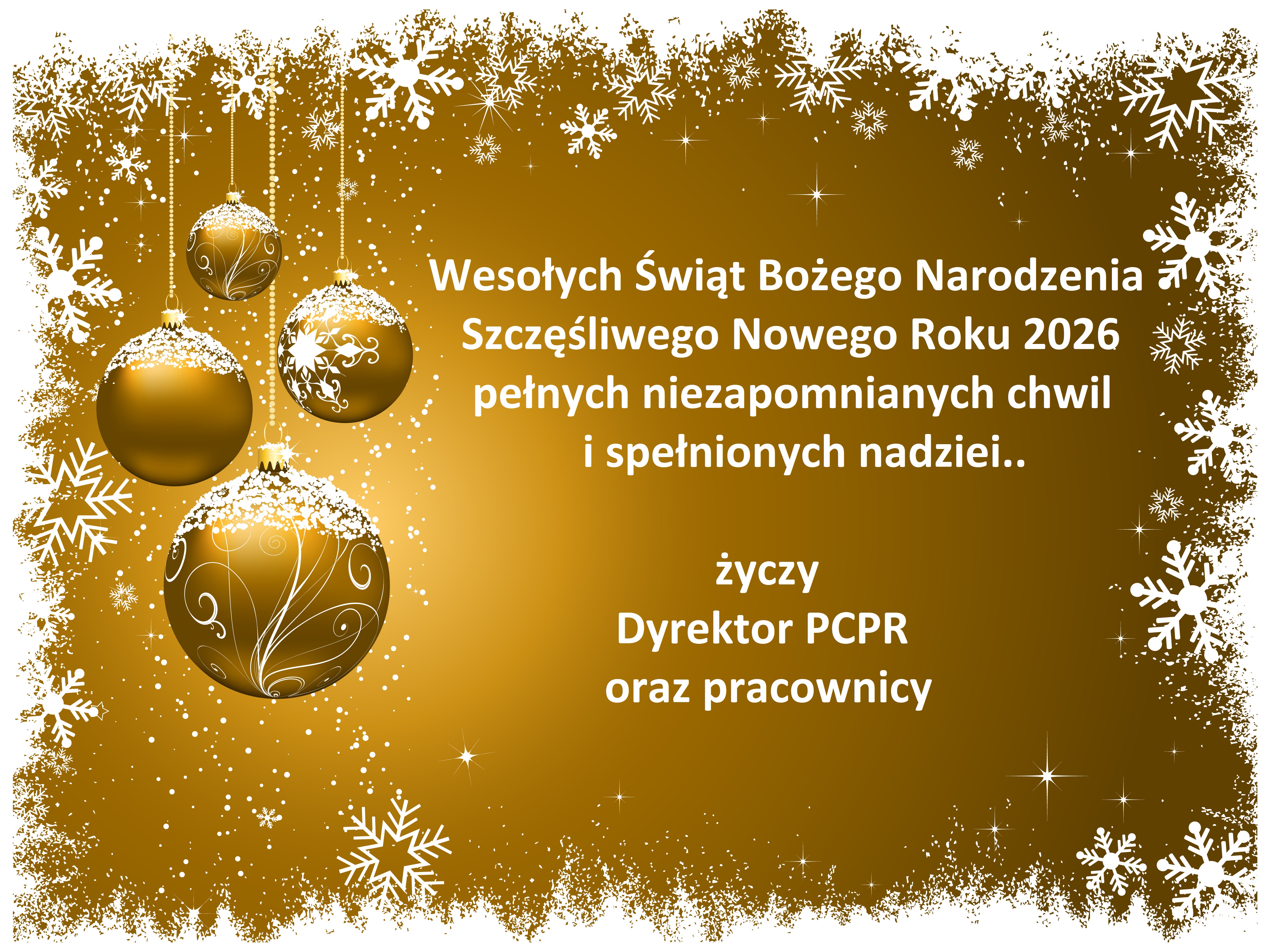 białe napisay na złotym tle , w tle bąbki z lewej strony plakatu